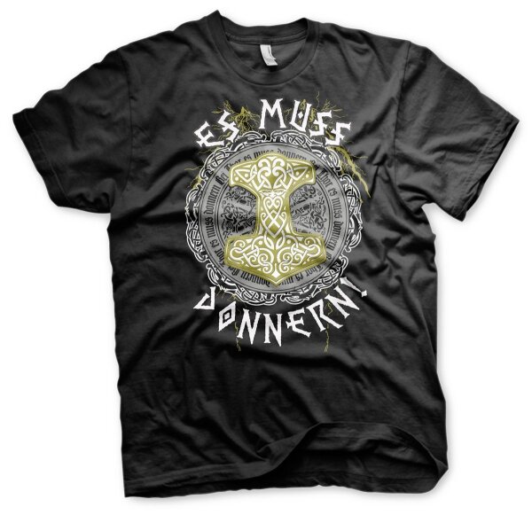 Es muss donnern - Herren Tshirt Wikinger Viking Valhall Odin Thor Heiden 3XL