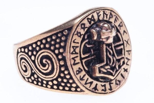 Donar Futhark Thorhammer Ring mit Runen