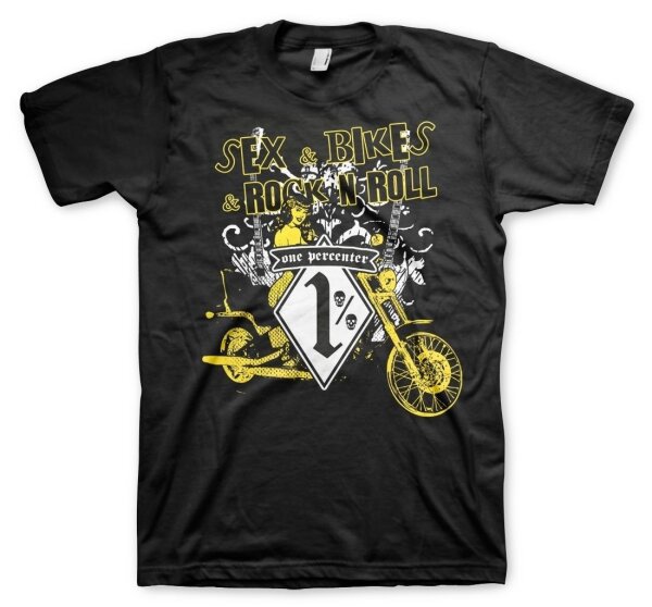 Bikes &amp; Rockn Roll One Percenter - Tshirt 1% MC Rocker Biker Motorad Club
