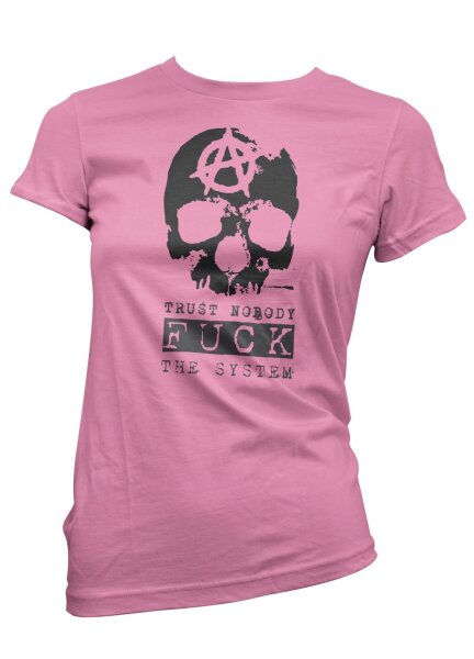 Trust Nobody Fuck the System - Damenshirt Anarchy Pixel Pink-L