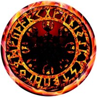 Aufkleber Wikingerkompass Runen in Flammen