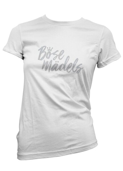 Böse Mädels- Damen Tshirt Glitterdruck silberner Glitzer