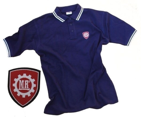 Masterrace-Polo-Zahnrad blau-weiss-L