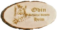 Odin sch&uuml;tze dieses Heim Holzrindenscheibe Baumscheibe