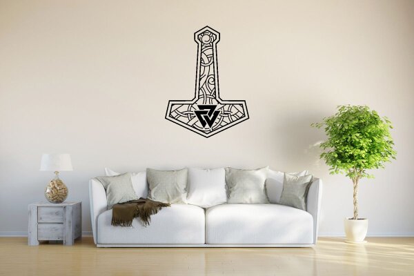 Wandtattoo Thorhammer mit Wotansknoten Hrungnir