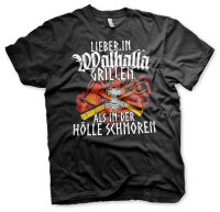 Lieber in Walhalla grillen als in der Hölle schmoren Herren Tshirt BBQ Smoker L