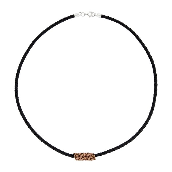 Runenband Bronze mit Lederkette 50 mm