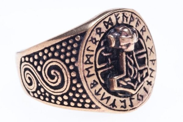 Donar Futhark Thorhammer Ring mit Runen 19/60 mm