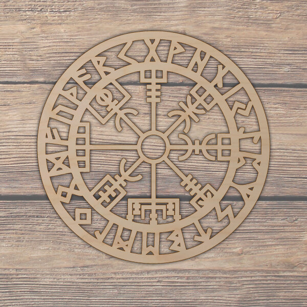 Türschild Fensterschild Wanddeko Vegvisir Wikinger Kompass  Runen