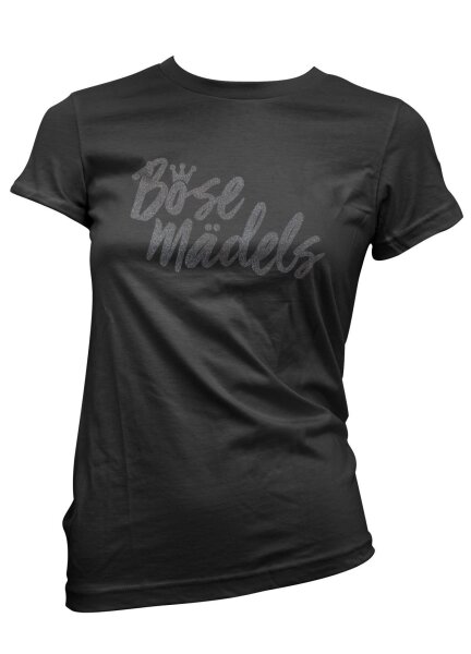 Böse Mädels- Damen Tshirt Glitterdruck schwarzer Glitzer 3XL