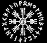 Vegvisir Wikingerkompass  im Runenkreis bestickt Herren Poloshirt Wikinger Vikings