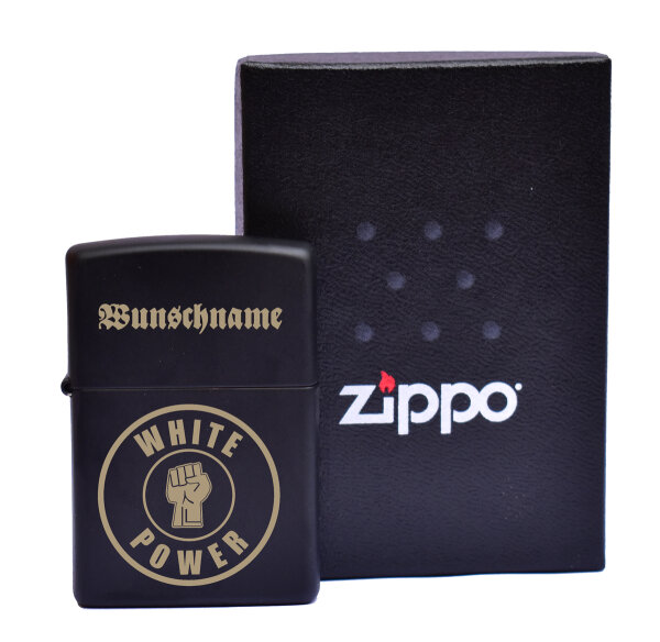 ZIPPO Sturmfeuerzeug White Power mit WunschText