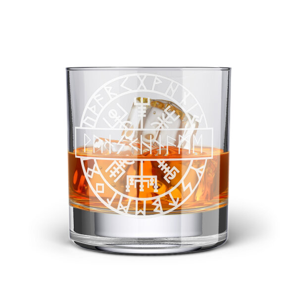 Runenkreis Vegvisir  WhiskyGlas Wunschname