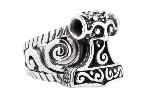 Wikinger Ring THORWALL 21 mm Nordic Thorshammer Silber