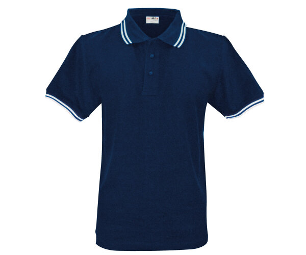Polo mit Streifen blau-weiss-weiss-XL
