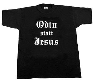 T-Hemd Odin satt Jesus, schwarz, druck wei&szlig; S