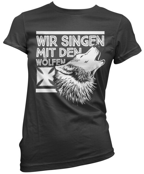 Wir singen mit den W&ouml;lfen - Ladyshirt Deutschrock Punkrock
