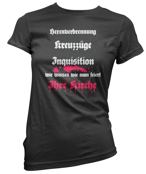 Ihre Kirche - Ladies Tshirt Heiden Asatru Wotan Vikings Wikinger Thor Odin