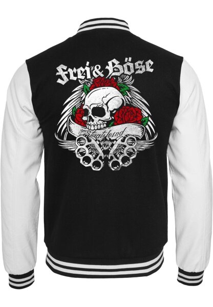 Baseballjacke - Frei u. Böse Staatsfeind Tattoo Biker Rocker Hooligan Gangwear