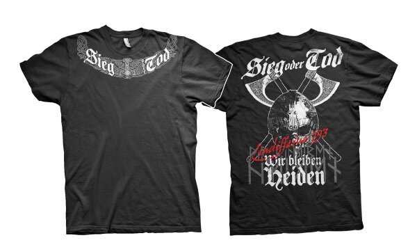 Sieg o. Tod Wir bleiben Heiden - Tshirt Thorhammer Wikinger Vikings Runen 2XL